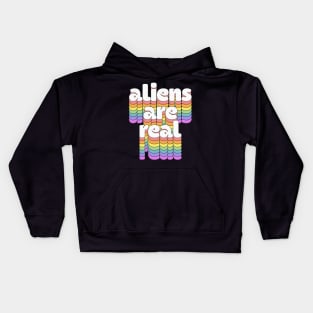 Aliens Are Real  \/\ Retro Typography Design Kids Hoodie